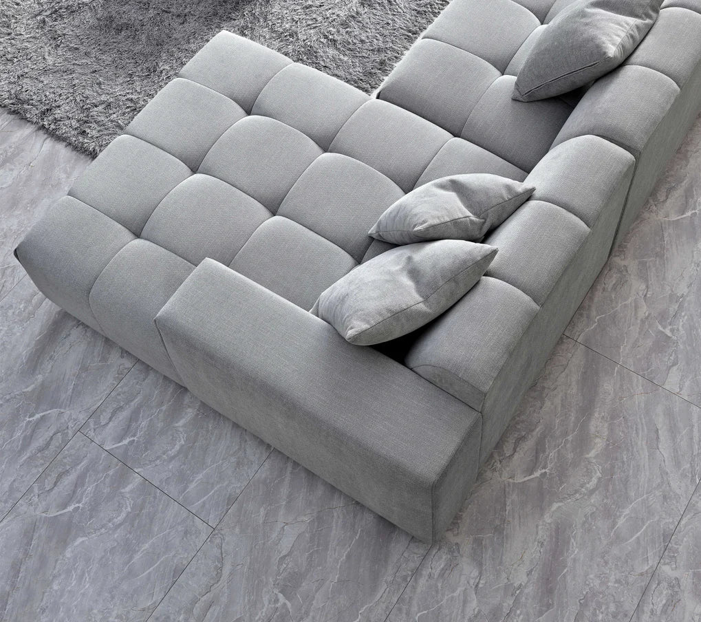 Aluxo Albert Cloudy Grey Boucle Right Hand Corner Sofa | 5 Seater